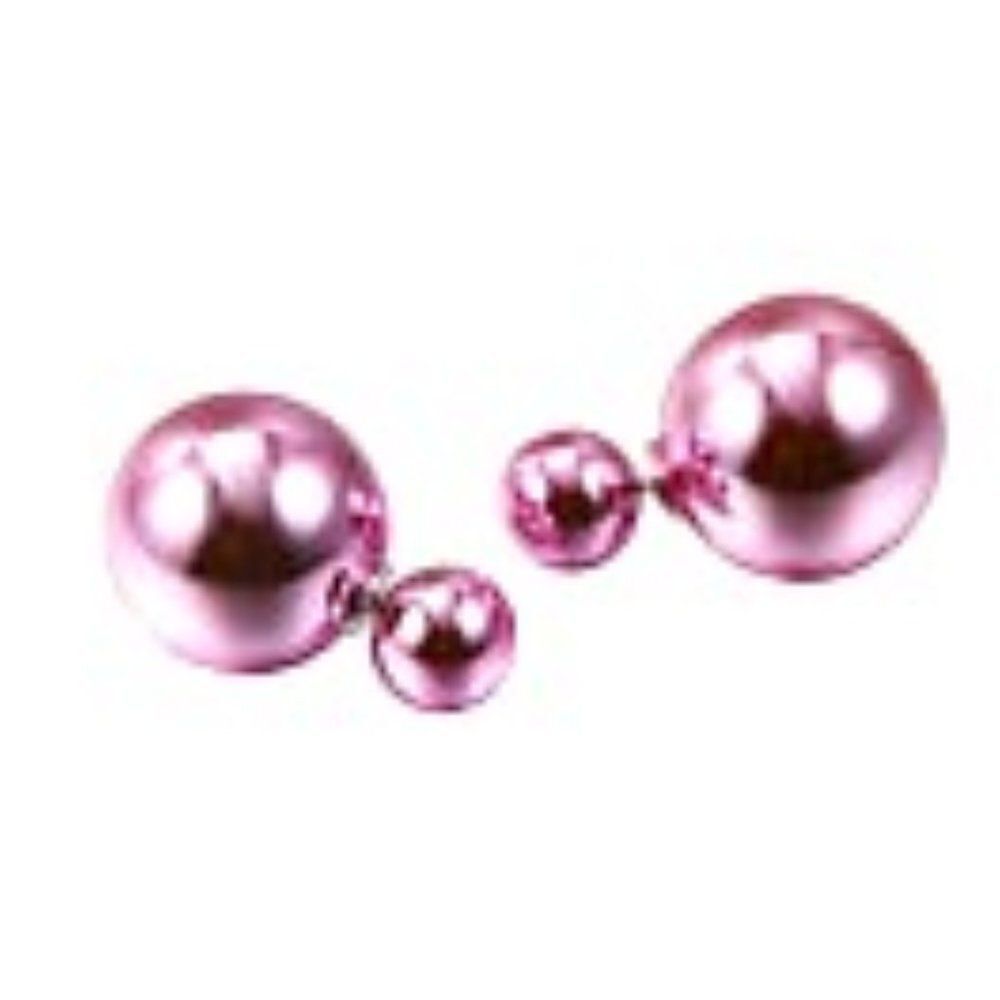 Womens Vouge Large Pink Ball Earrings